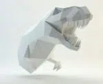 Papercraft cabeça de dinossauro T‑Rex Tyrannosaurus em origami 3D de papel