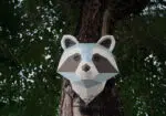 Papercraft de cabeça de guaxinim em origami 3D