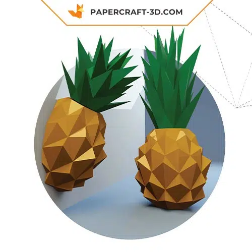 Goldene 3D-Origami-Ananas als Papercraft