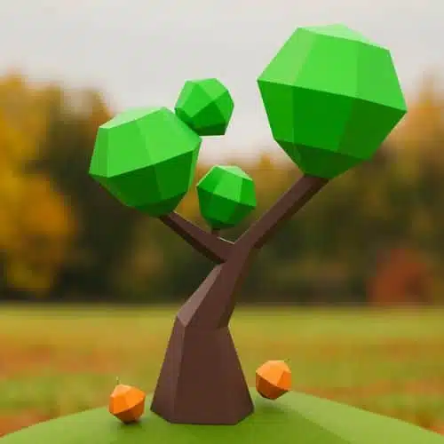 Papercraft gratuit d'arbre aux pommes en origami