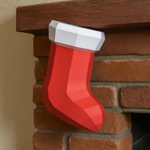Papercraft free Christmas socks in origami 3D
