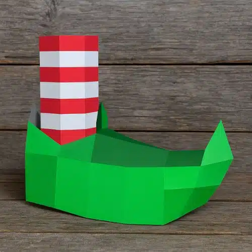 Papercraft free elf slipper in 3D origami