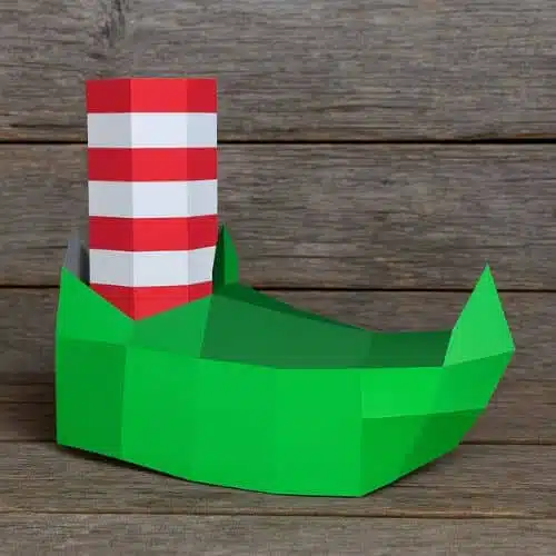 Papercraft gratuit de chausson de lutin en origami 3D