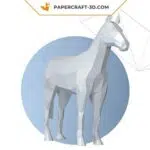 Papercraft stehendes Pferd im 3D-Origami, Ansicht 3