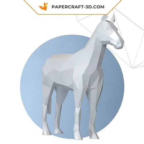 Papercraft stehendes Pferd im 3D-Origami