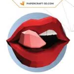 Papercraft lèvres 3D avec langue Rolling Stones en papier origami basse polygone