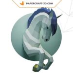 Papercraft unicorn in 3D origami