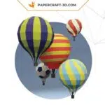 Papercraft montgolfière 3D origami papier tout-en-un pour décoration de maison ou de bureau