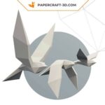 Papercraft of flying birds in 3D origami