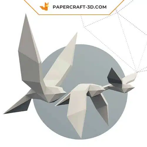 Papercraft fliegender Vögel in 3D-Origami