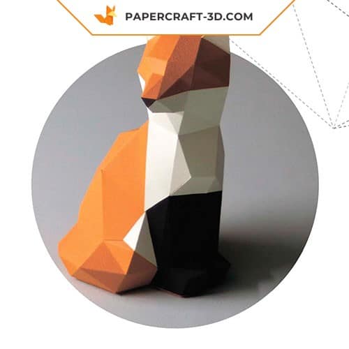 Papercraft of small fox in origami