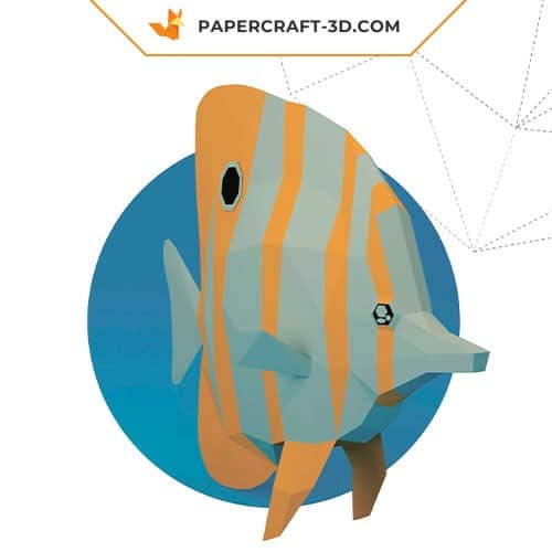 Papercraft butterfly fish in 3D origami