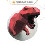 Papercraft cabeça de dinossauro T‑Rex Tyrannosaurus em origami 3D de papel
