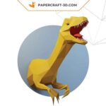 Papercraft raptor head Jurassic Park in origami