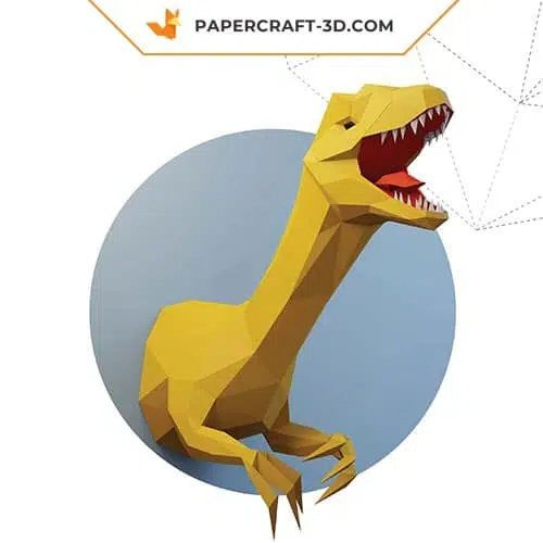 Papercraft cabeça de raptor Jurassic Park em origami
