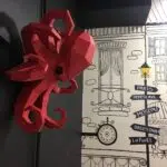Grote octopus muurdecoratie in origami 3D, weergave 7