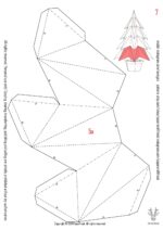 Papercraft Christmas tree in a pot in 3D origami