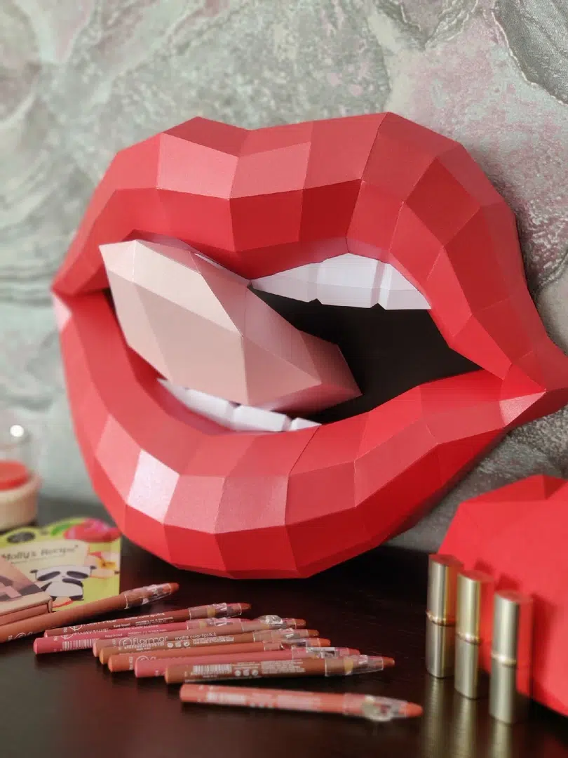 Rolling Stones-lippen papercraft 3D, weergave 9