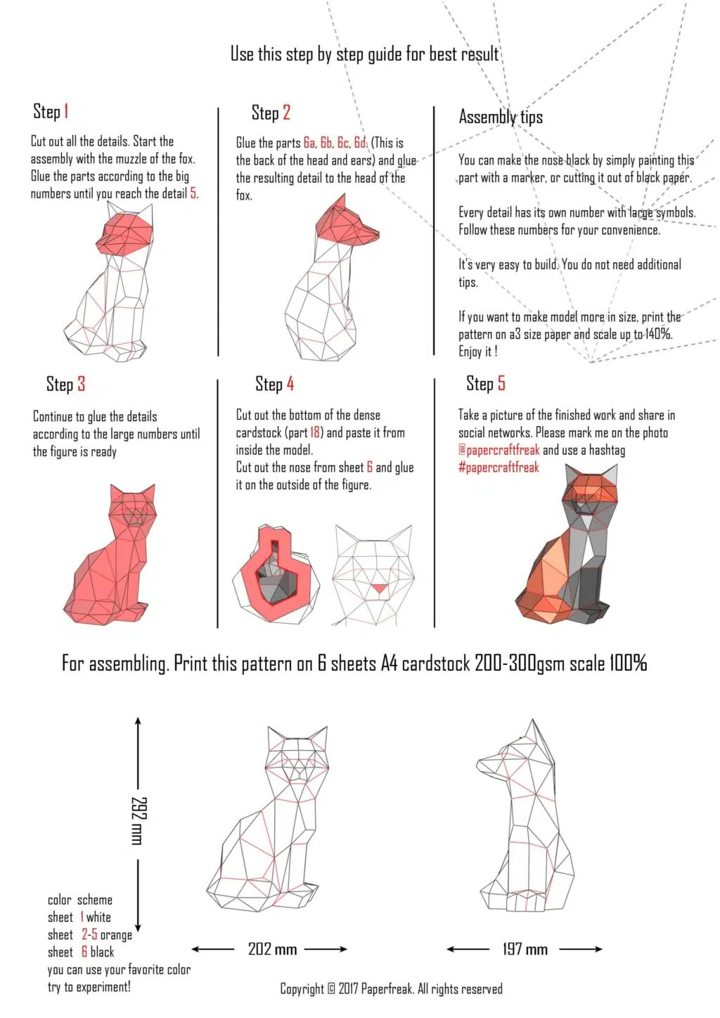 Papercraft de petite renarde en origami