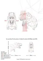 Papercraft cabeça de dinossauro T‑Rex Tyrannosaurus em origami 3D de papel