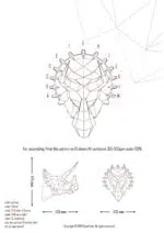 Triceratops kop 3D origami voor aan de muur, 3D-model