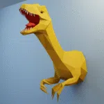 Papercraft cabeza de raptor Jurassic Park en origami
