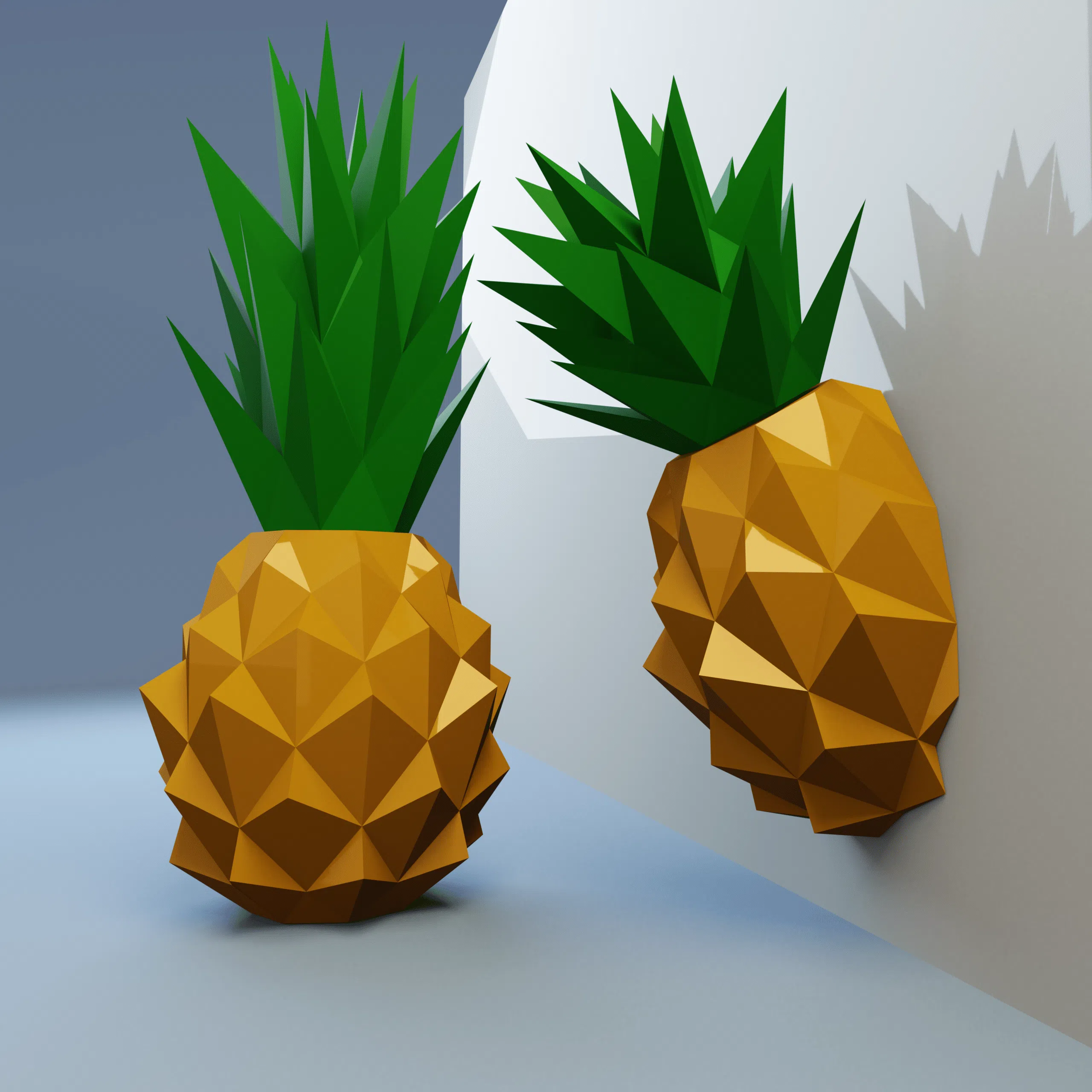 Papercraft gouden ananas in origami 3D, weergave 17