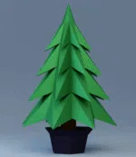 Papercraft arbre de Noël en pot en origami 3D
