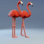 Papercraft mehrere Flamingos in 3D-Origami