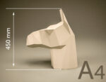 Papercraft llama head to display in 3D origami