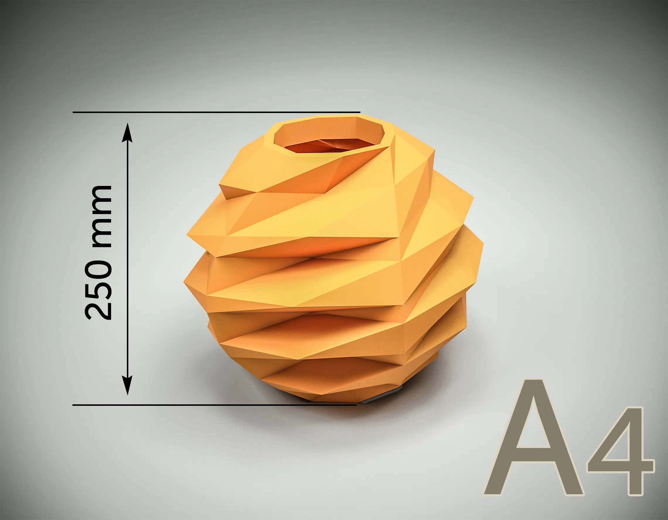 3D Origami Round Vase Papercraft, back view