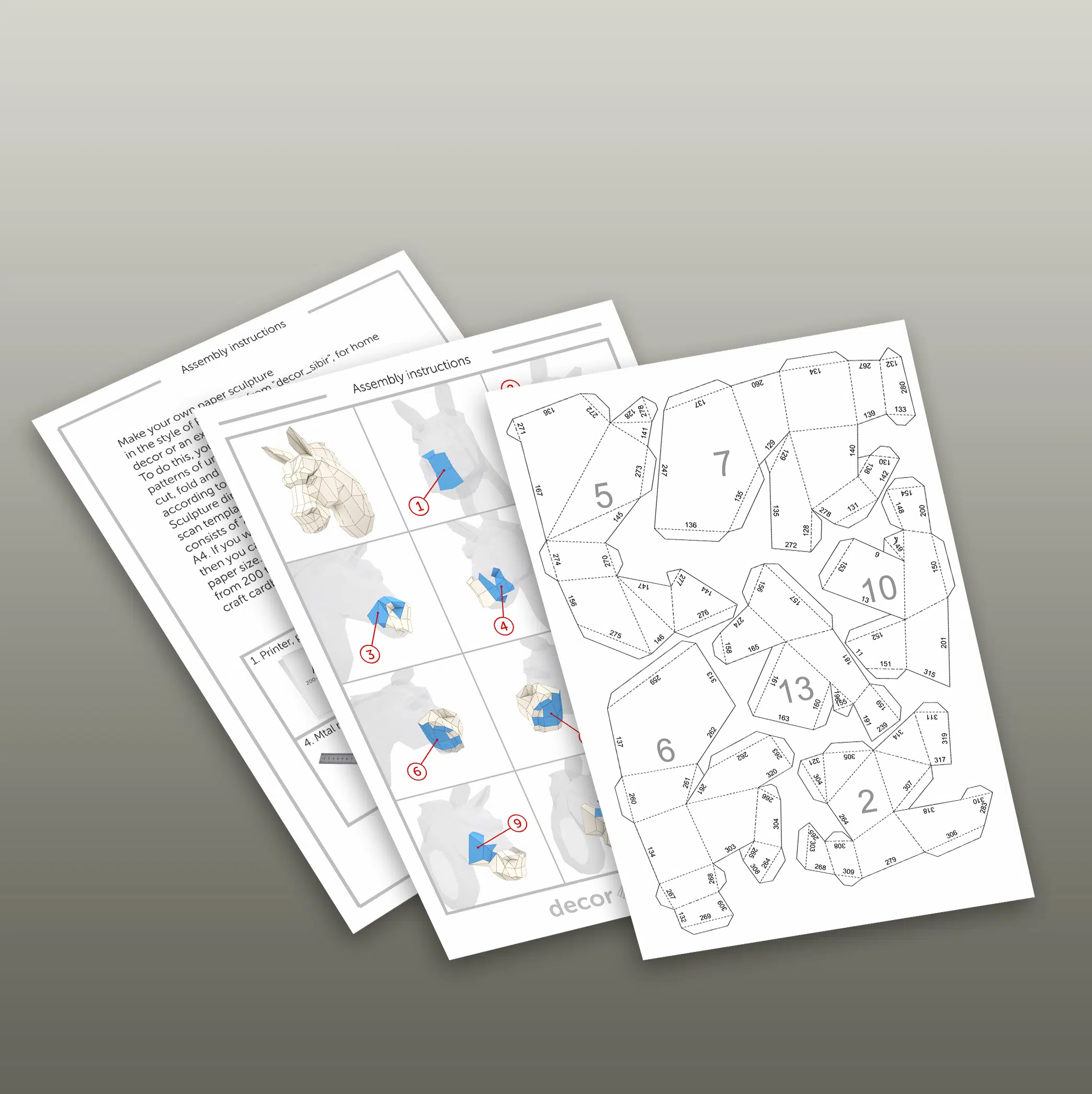 Paardenhoofd papercraft, weergave 8