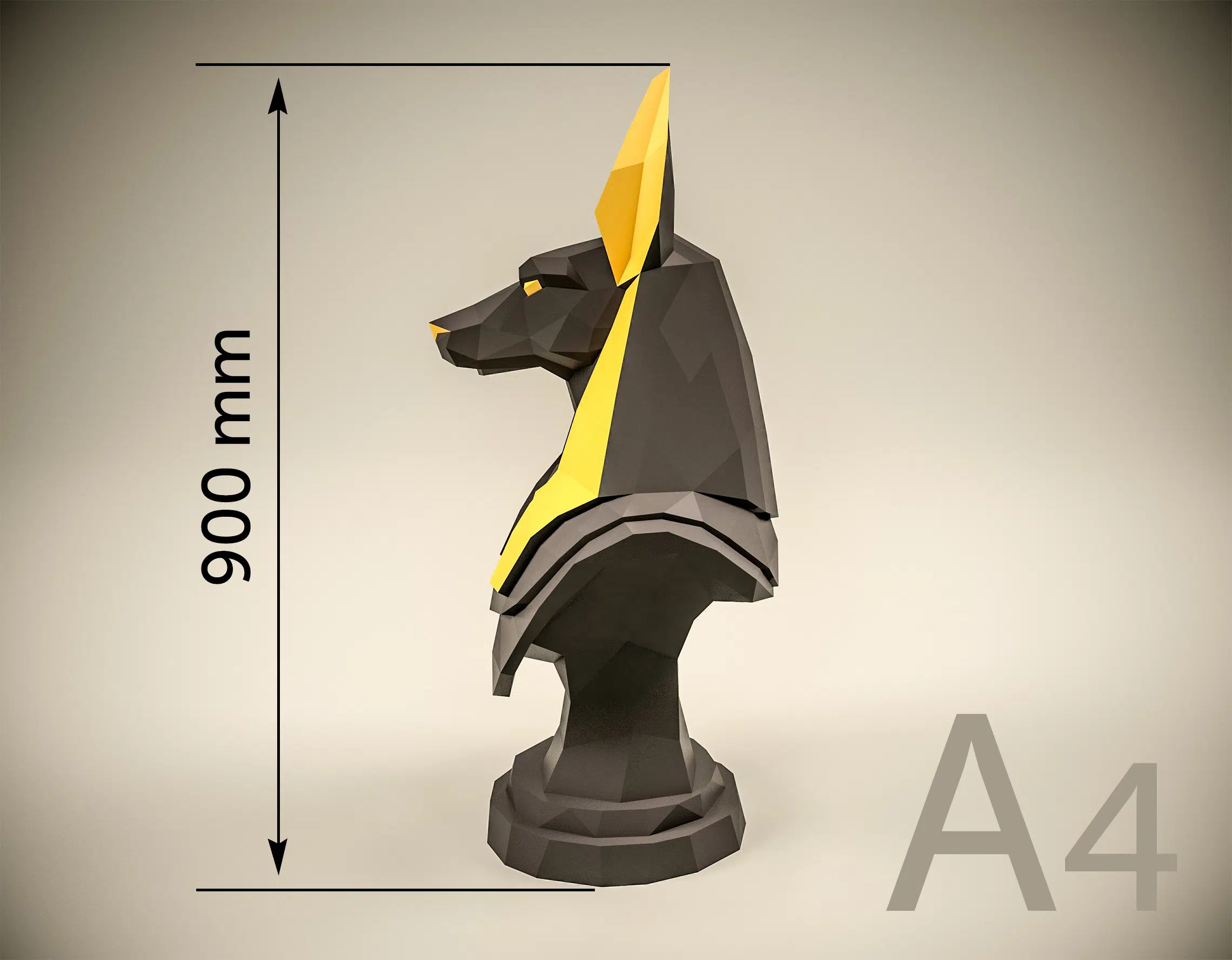 Buste van Anubis in 3D-origami, weergave 8