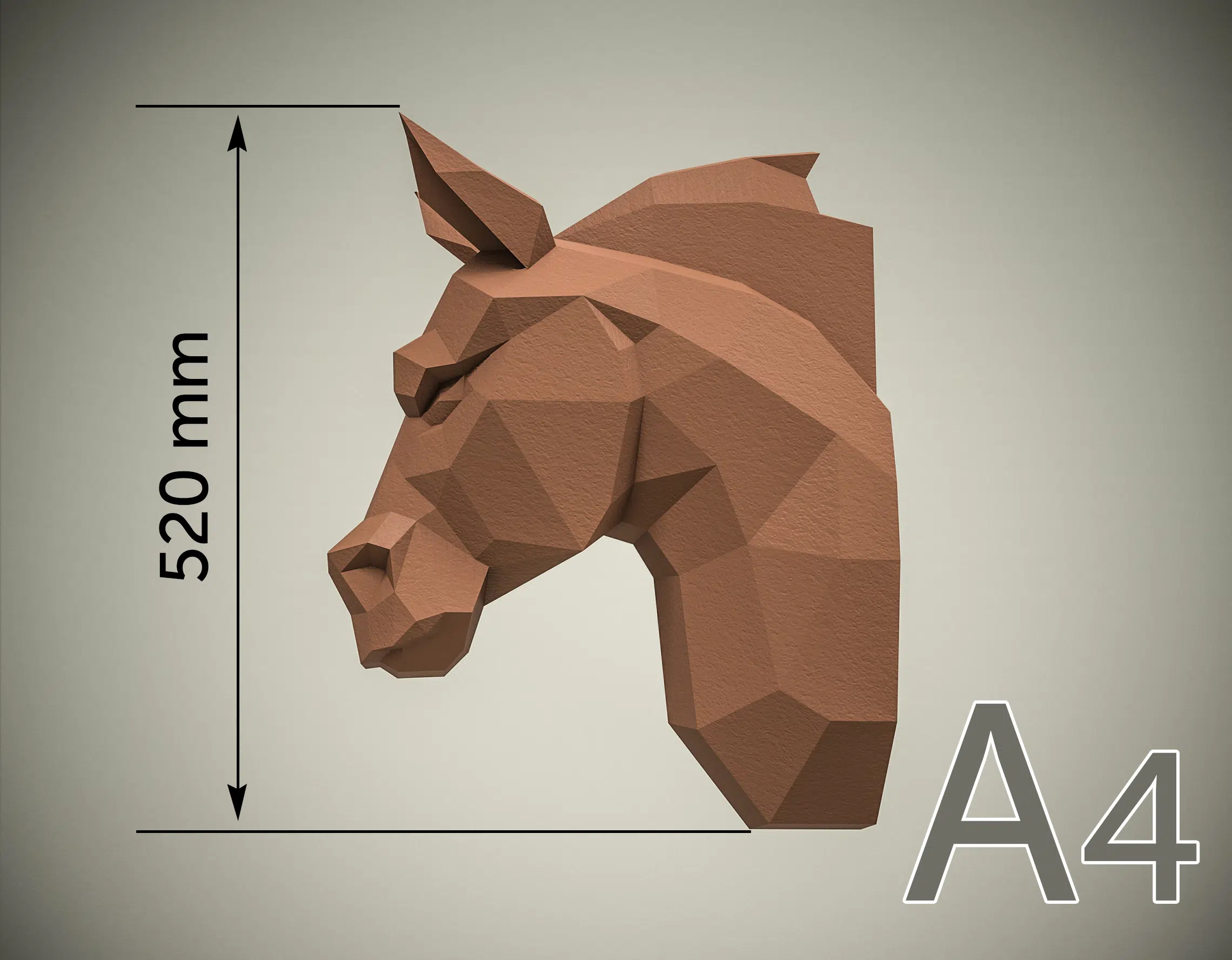 Paardenhoofd papercraft, weergave 7