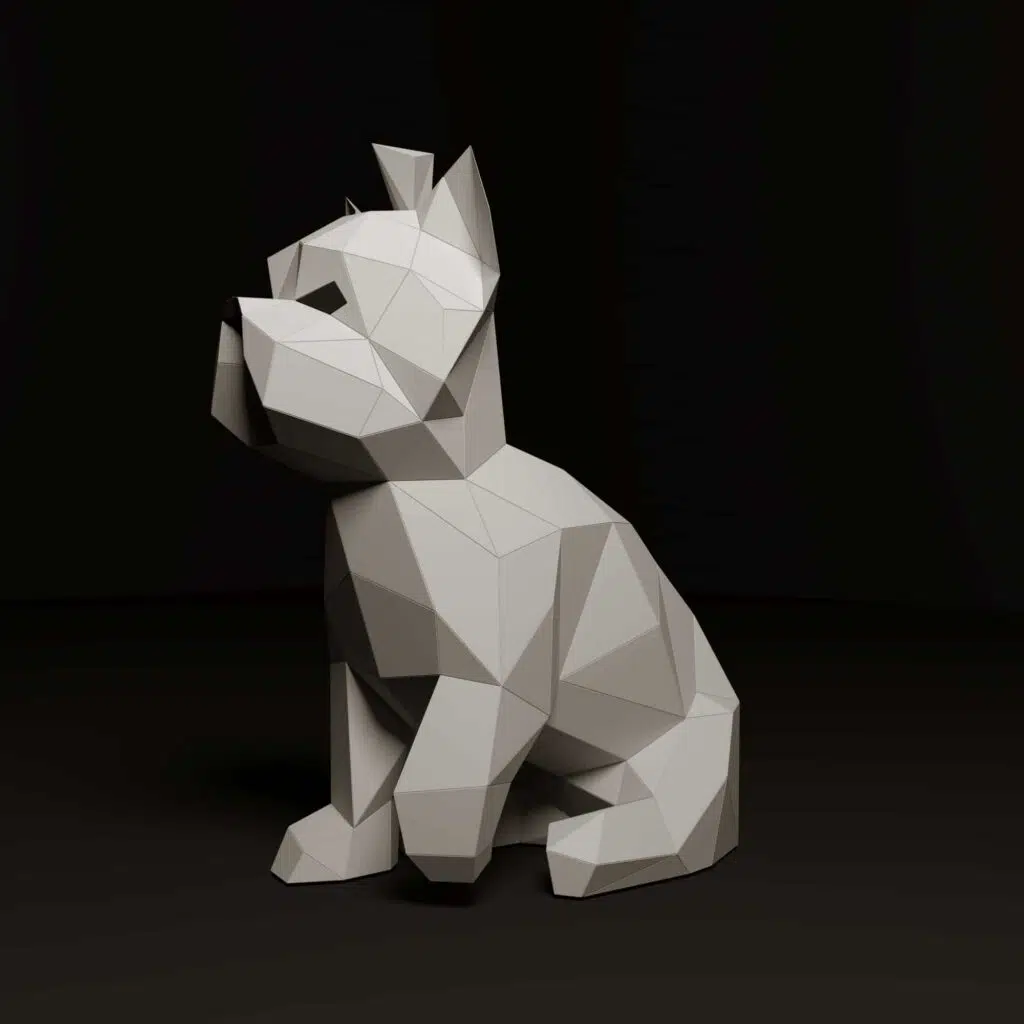 Papercraft chiot Yorkshire Terrier en origami 3D