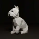 Papercraft chiot Yorkshire Terrier en origami 3D