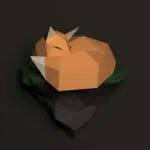Papercraft de zorro sobre roca en origami 3D