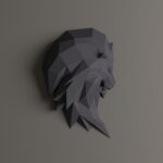 Papercraft lion head in 3D origami