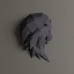 Origami 3D leeuwenkop in papier (zwart & groen), weergave 6