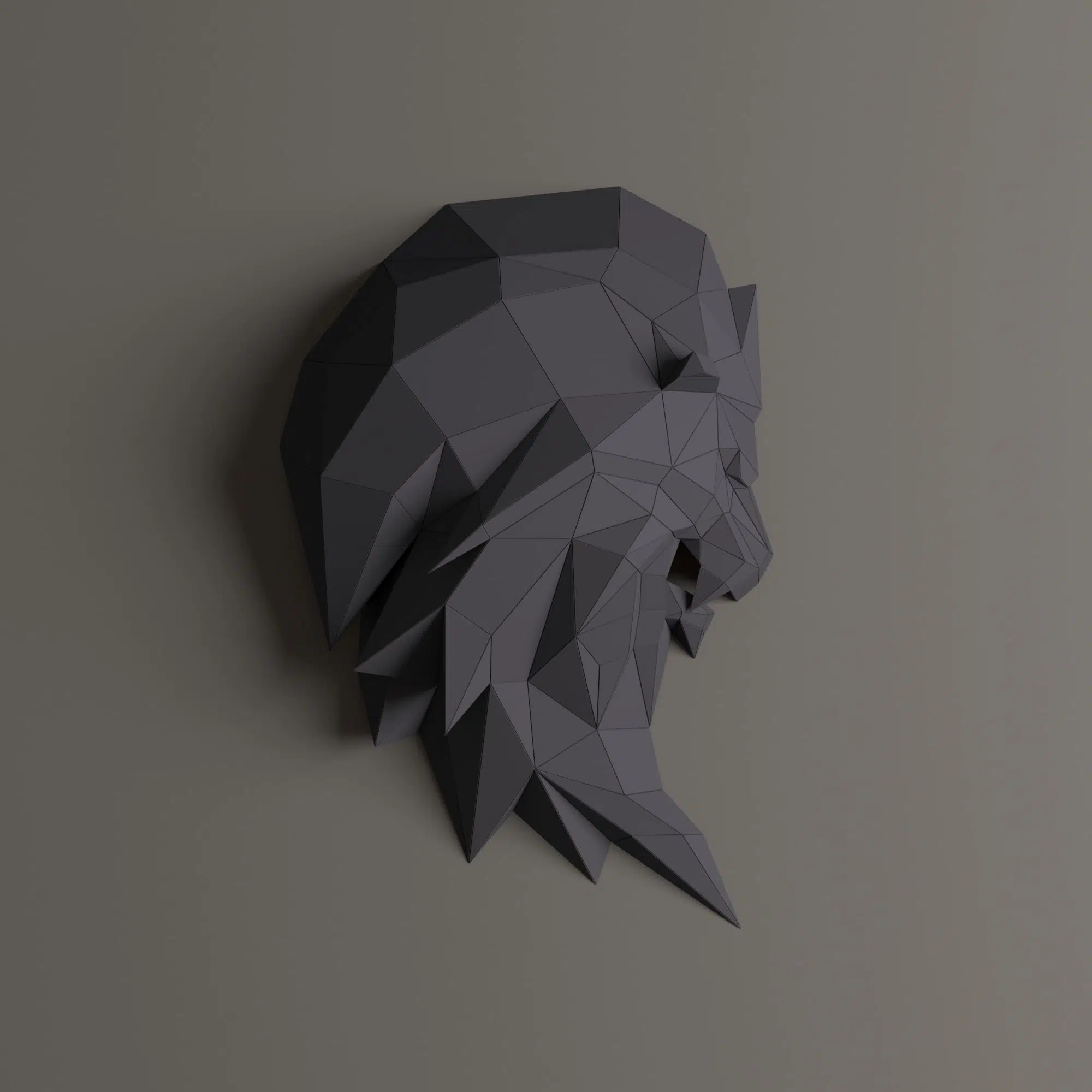 Origami 3D leeuwenkop in papier (zwart & groen), weergave 6