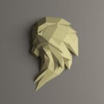 Papercraft lion head in 3D origami
