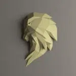 Origami 3D leeuwenkop in papier (zwart & groen), weergave 7