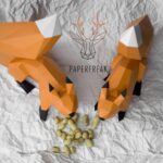 Papercraft squirrel in 3D origami