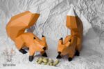 Papercraft squirrel in 3D origami