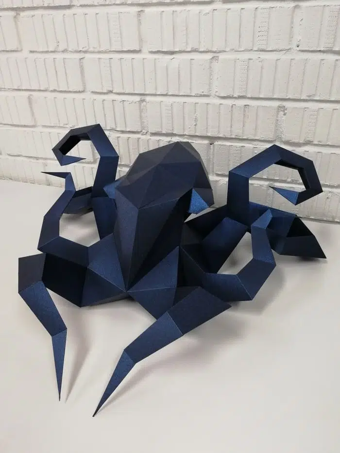 Papercraft Kraken-Oktopus aus Origami, Rückansicht