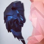 Papercraft lion head in 3D origami