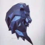 Origami 3D leeuwenkop in papier (zwart & groen), weergave 15