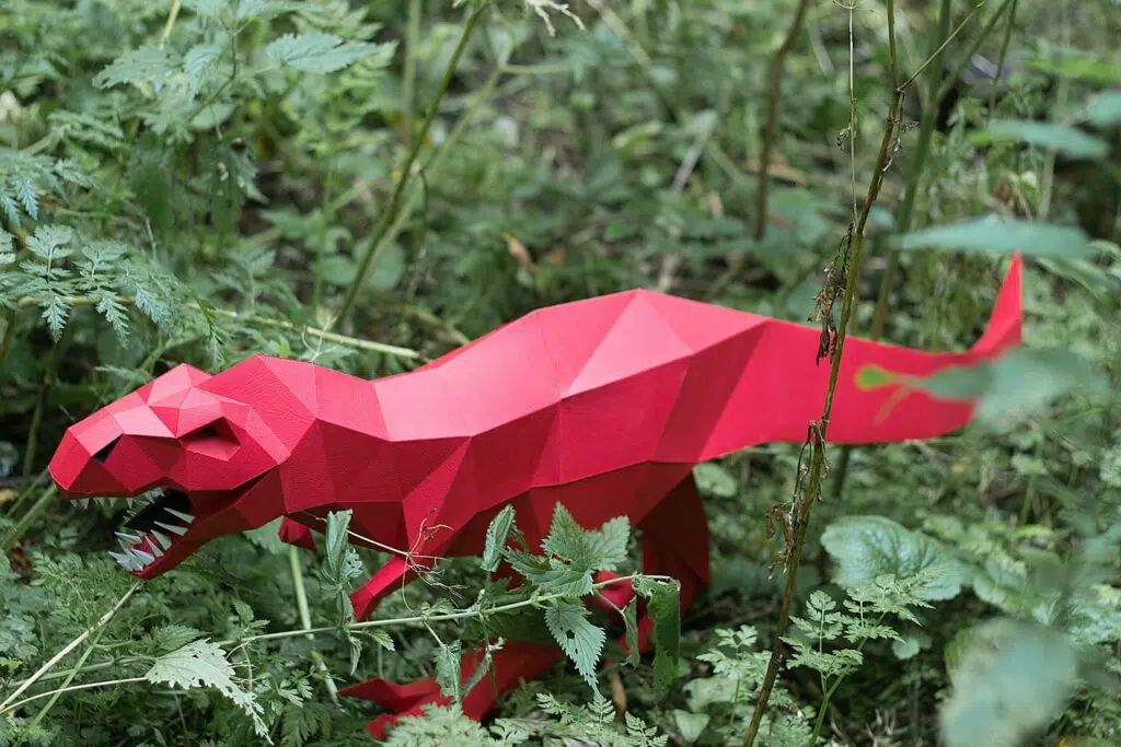 Papercraft T-Rex Tyrannosaurus 3D origami, weergave 3