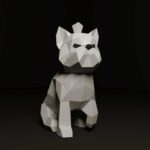 Papercraft Yorkshire Terrier puppy in 3D origami