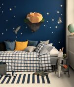 Papercraft fox on rock in 3D origami